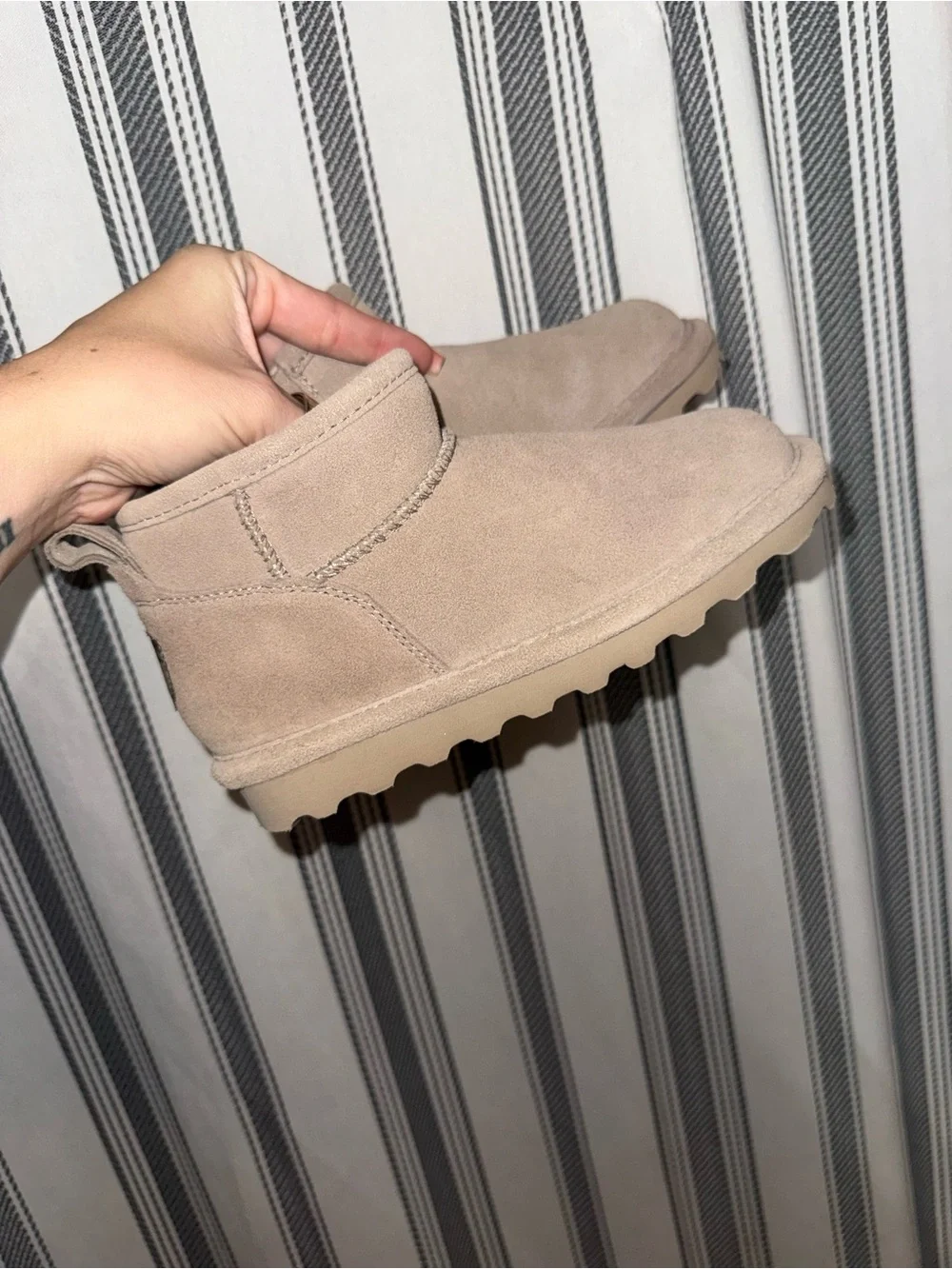 BearPaw Kids Suede Ankle Boots in Taupe